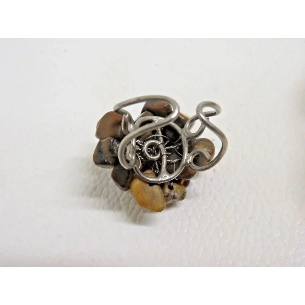 Tiger's Eye Necklace & Ring Set Striped Stone Beaded  Adjustable Ribbon - Picture 8 of 10